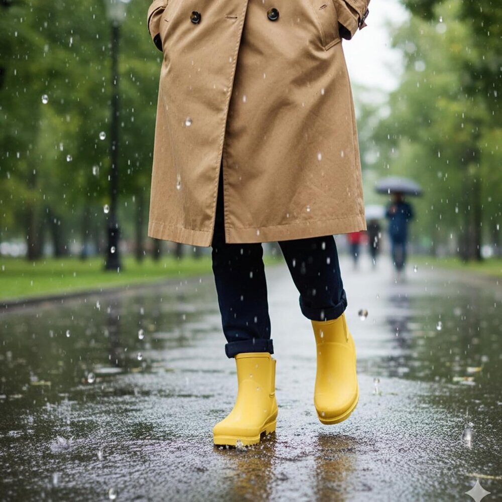 Women's Yellow Waterproof Rain Boots with Plush Lining Non-Slip Winter Boots - Picture 6 of 6